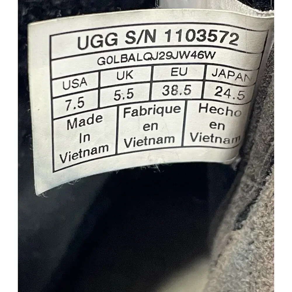 UGG WILDE Slate Leather Ankle Boots MOTO Riding Biker W/Buckles Women’s Size 7.5